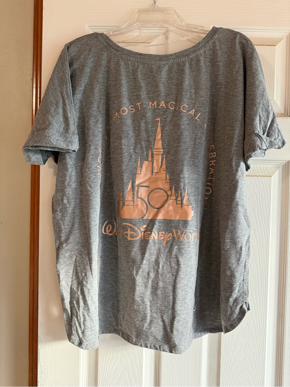 Disney Gray Tee with Rose-Gold 50th Castle Graphic